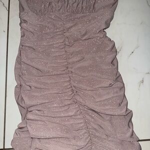 Sparkling Ruched Pink Dress